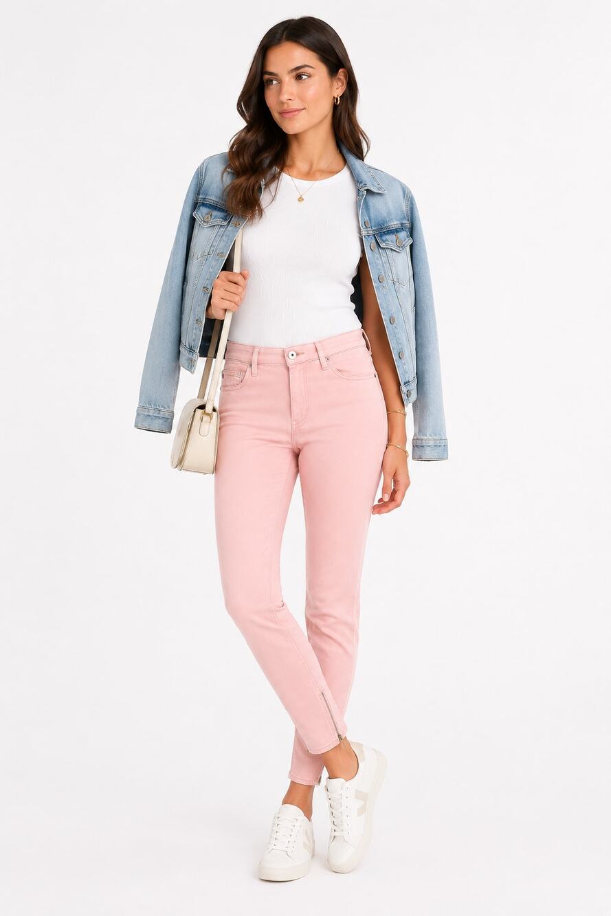 AG Adriano Goldschmied Pink Skinny Ankle Zip Stretch Jeans Womens 25R